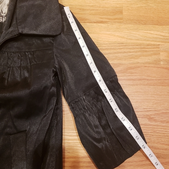 Kensie Black Satin Collared Jacket - Picture 11 of 12